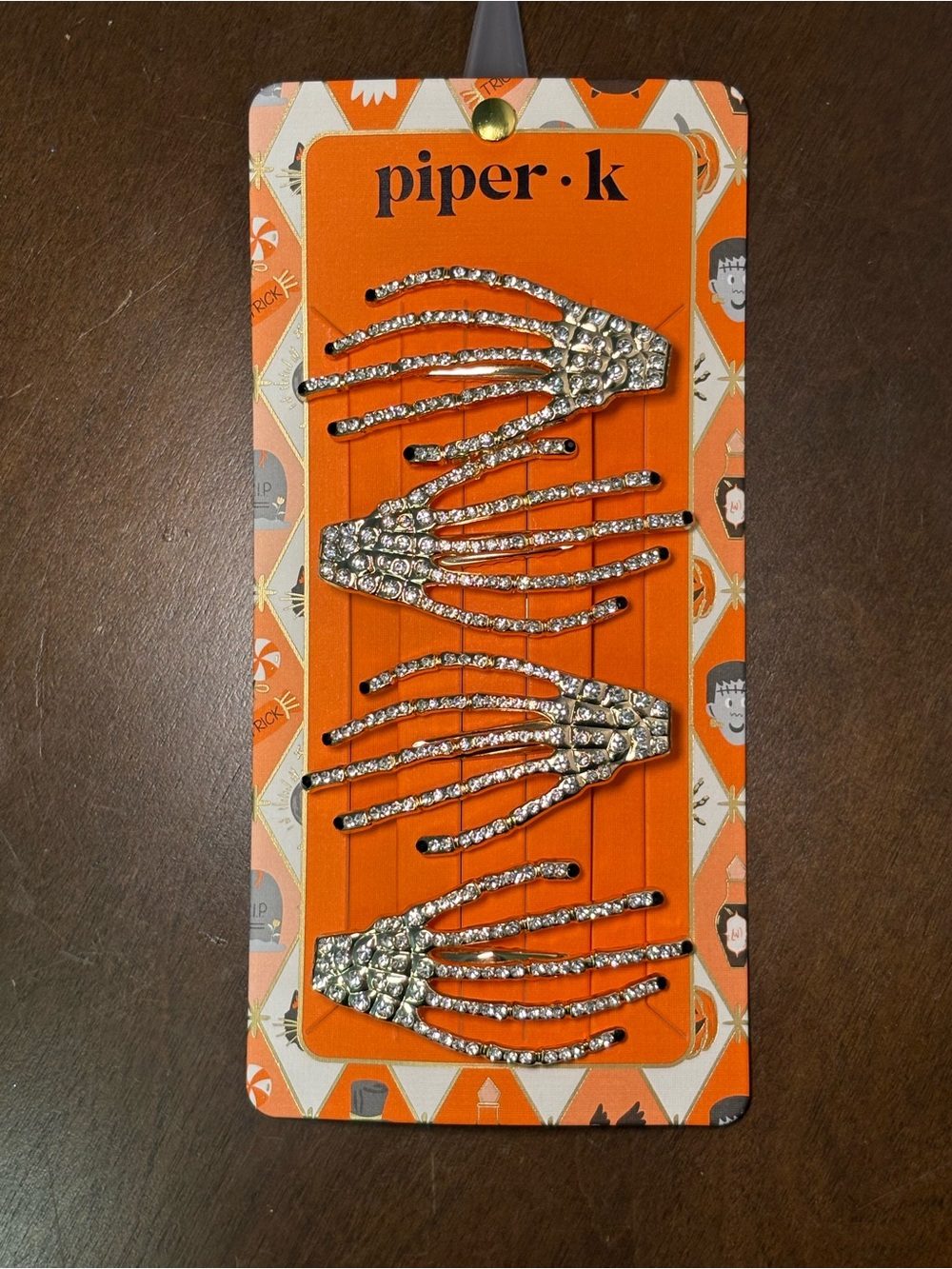 Piper Rhinestone Skeleton Hand Hair Clips - Silver Sparkle, 4 Pack